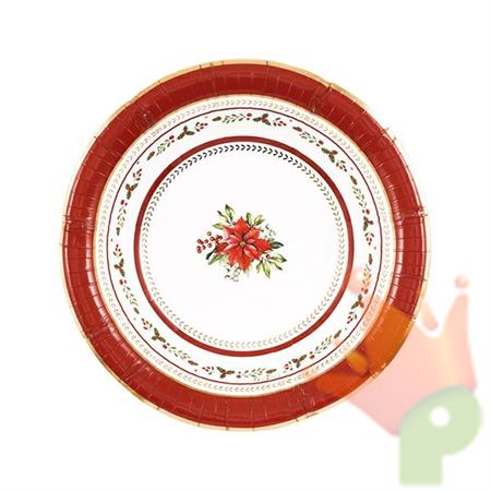 PIATTI NATALIZI RED ROYAL 24 CM 8 PZ