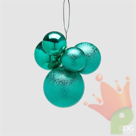 PALLINE DI NATALE GRAPPOLO VERDE SMERALDO 5PZ