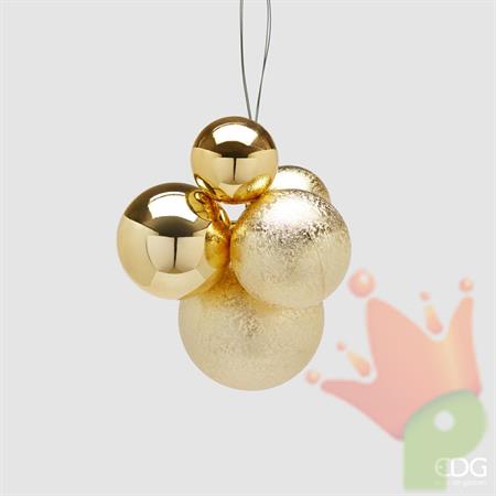 PALLINE DI NATALE GRAPPOLO ORO 5PZ