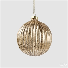 PALLINA DI NATALE IN VETRO A RIGHE ORO ANTICO 10 CM