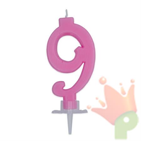 CANDELINA NUMERO 9 CERA ITALIC ROSA 7CM