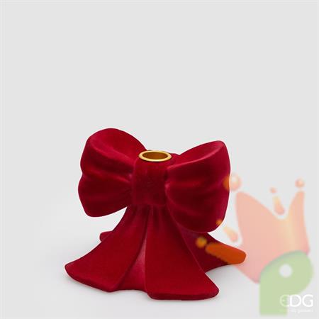 PORTACANDELA FIOCCO VELLUTO ROSSO H.11X13X13 CM