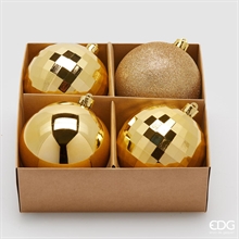 PALLINE DI NATALE ORO GLITTER / LUCIDE 4 PZ 10 CM