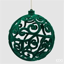 PALLINA DI NATALE DECORATA VELLUTO VERDE 15 CM