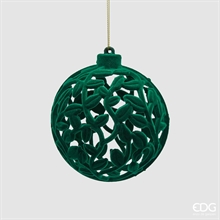 PALLINA DI NATALE IN VELLUTO VERDE DECORATA 10 CM