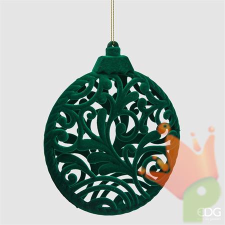 PENDENTE NATALIZIO MEDAGLIONE VERDE IN VELLUTO 15 CM