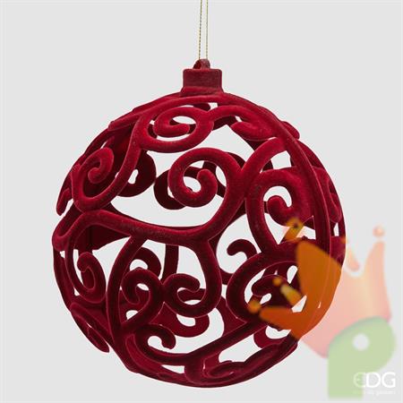 PALLINA DI NATALE ROSSO SCURO IN VELLUTO 15 CM