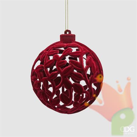 PALLINA DI NATALE IN VELLUTO ROSSO SCURO 10 CM
