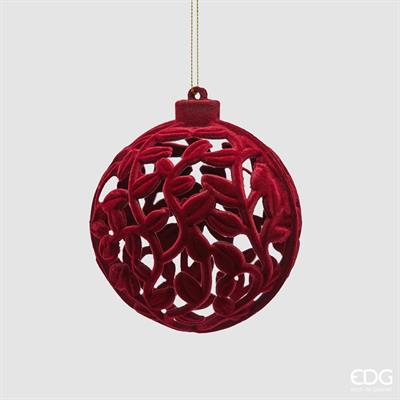 PALLINA DI NATALE IN VELLUTO ROSSO SCURO 10 CM