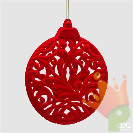 PENDENTE NATALIZIO MEDAGLIONE IN VELLUTO ROSSO 15 CM
