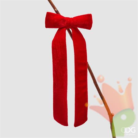 FIOCCO IN VELLUTO ROSSO CON CLIP H.30X13 CM