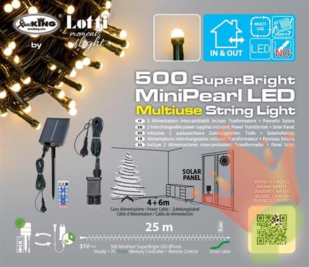 LUCI DI NATALE MINI PERLE 500 LED BIANCO CALDO+PANNELLO SOLARE 2