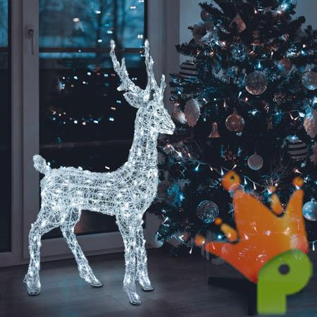 RENNA LUMINOSA 3D IN ACRILICO 180 DUAL LED BIANCO FREDDO+CALDO H
