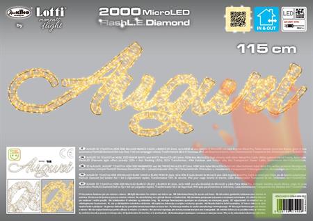 SCRITTA AUGURI 3D LUMINOSA 2000 MINILED BIANCO CALDO 115XH.37CM