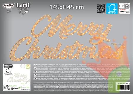 SCRITTA MERRY CHRISTMAS 3D LUMINOSA 320 MINILED EXTRACALDO 145XH