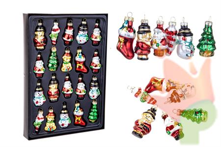 PENDENTI NATALIZI SOGGETTI ASSORTITI H.7 CM BOX 20 PZ