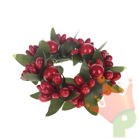 GIROCANDELA CON BACCHE ROSSE 7 CM