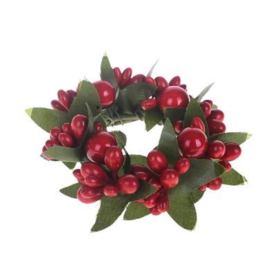 GIROCANDELA CON BACCHE ROSSE 7 CM