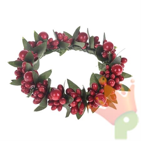GIROCANDELA CON BACCHE ROSSE 10 CM