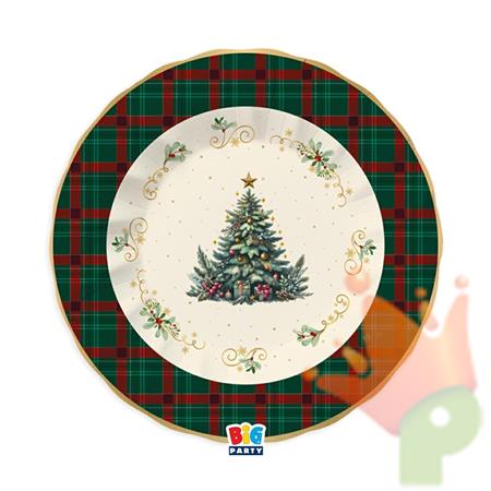PIATTI FONDI CHRISTMAS TARTAN 24CM 6PZ