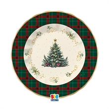 PIATTI FONDI CHRISTMAS TARTAN 24CM 6PZ
