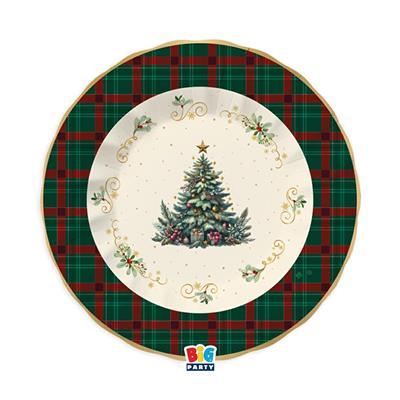 PIATTI FONDI CHRISTMAS TARTAN 24CM 6PZ
