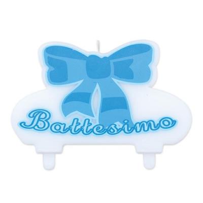 CANDELINA SAGOMATA 13X8CM IL MIO BATTESIMO CELESTE