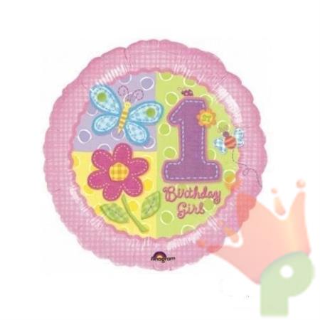 PALLONCINO MYLAR PRIMO COMPLEANNO ROSA 45CM