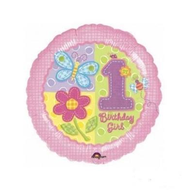 PALLONCINO MYLAR PRIMO COMPLEANNO ROSA 45CM