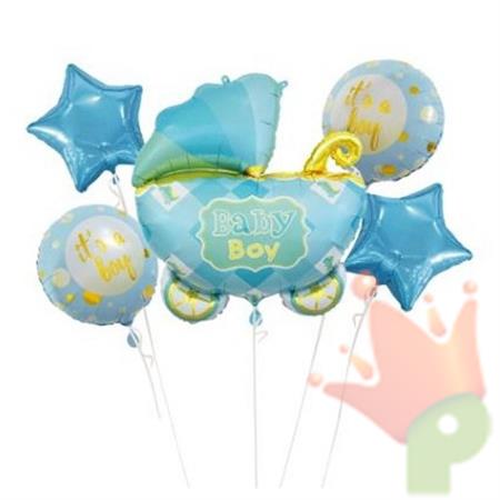 PALLONCINI MYLAR CARROZZINA CELESTE 5PZ