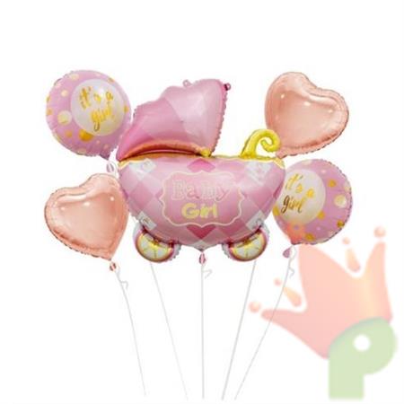 PALLONCINI MYLAR CARROZZINA ROSA 5PZ