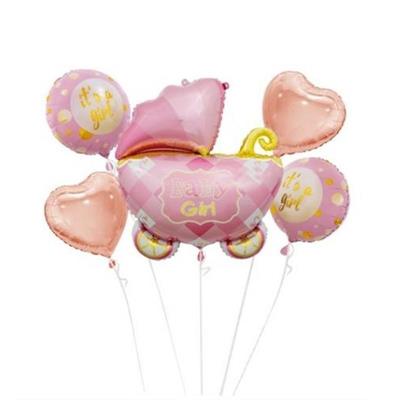 PALLONCINI MYLAR CARROZZINA ROSA 5PZ