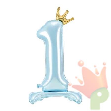 PALLONCINO MYLAR NUMERO 1 CELESTE 85CM