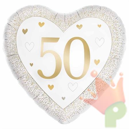 PALLONINO MYLAR CUORE 50° ANNIVERSARIO 45CM