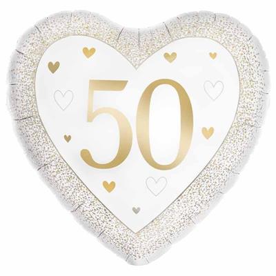 PALLONINO MYLAR CUORE 50° ANNIVERSARIO 45CM