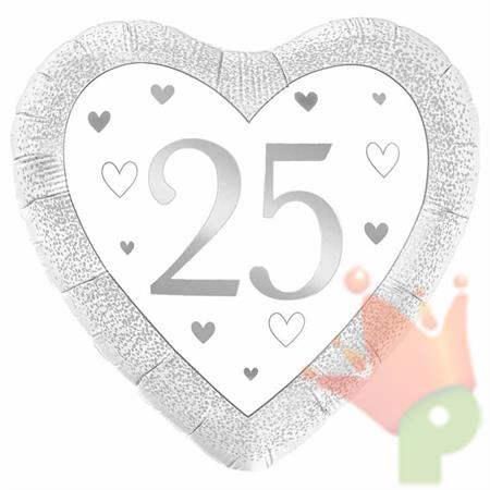 PALLONCINO MYLAR CUORE 25 ANNIVERSARIO 45CM