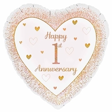 PALLONCINO MYLAR CUORE 1° ANNIVERSARIO 45CM