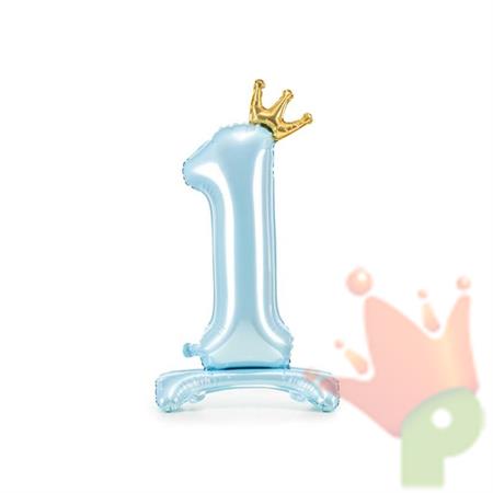 PALLONCINO MYLAR NUMERO 1 AZZURRO 84CM