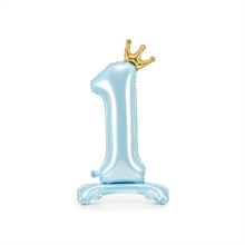 PALLONCINO MYLAR NUMERO 1 AZZURRO 84CM