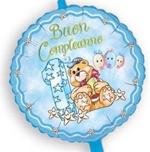 PALLONCINO MYLAR BUON PRIMO COMPLEANNO CELESTE 45CM