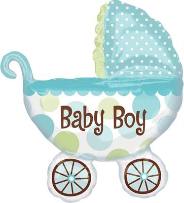 PALLONCINO MYLAR SUPERSHAPE CARROZZINA BABY BOY