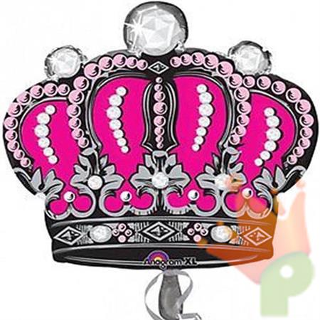 PALLONCINO MYLAR SUPERSHAPE CORONA ROSA 66CM