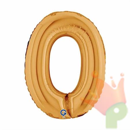PALLONCINO MYLAR NUMERO 0 ORO 14 36CM