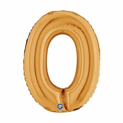 PALLONCINO MYLAR NUMERO 0 ORO 14 36CM