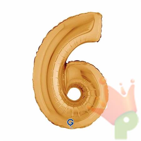 PALLONCINO MYLAR NUMERO 6 ORO 14 36CM