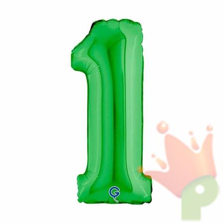 PALLONCINO MYLAR NUMERO 1 VERDE 14 36CM