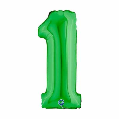 PALLONCINO MYLAR NUMERO 1 VERDE 14 36CM