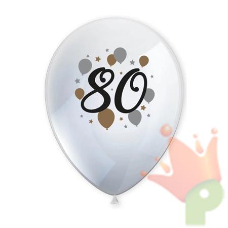 PALLONCINI IN LATTICE 80 ANNI 27CM 6PZ