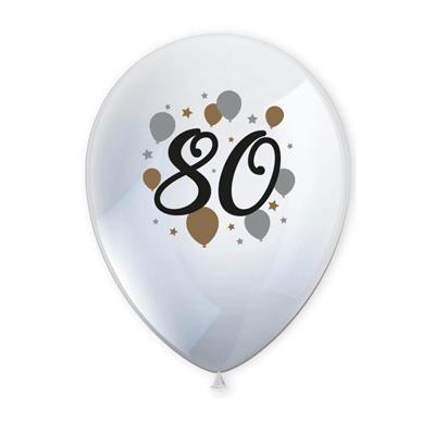 PALLONCINI IN LATTICE 80 ANNI 27CM 6PZ