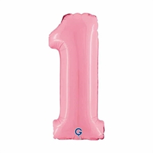 PALLONCINO MYLAR NUMERO 1 ROSA PASTELLO 14 36CM